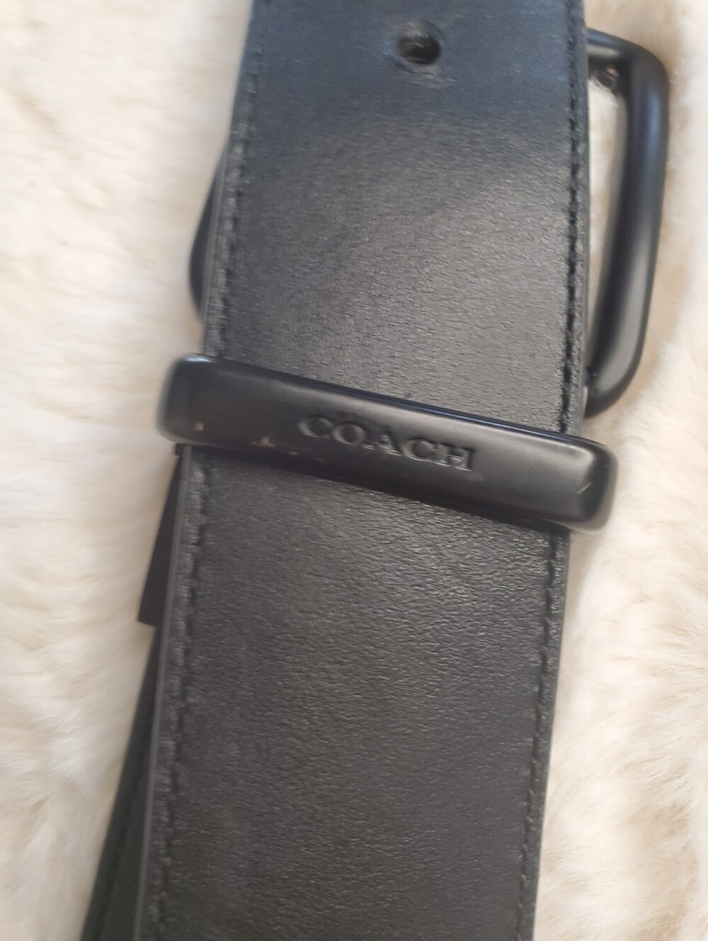 Coach Black Leather Belt Reversible Matte Black